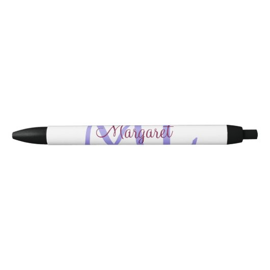 Stylo Noir jeté simple minimal ajouter nom monogramme rose ro (Devant)