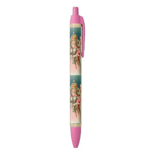 Stylo Noir Joli Ange En Robe Rose