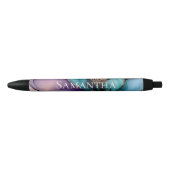 Stylo Noir Joli Aqua bleu violet or Floral (Devant)
