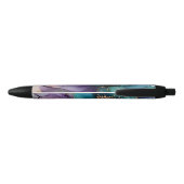 Stylo Noir Joli Aqua bleu violet or Floral (Dos)