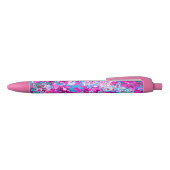 Stylo Noir Joli bleu rose fleurs motif (Haut)