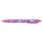 Stylo Noir Joli bleu rose fleurs motif (Bas)