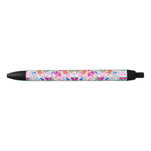 Stylo Noir Joli carnet de chèques motif de fleurs d'aquarelle