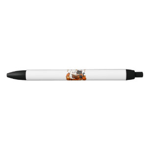 Stylo Noir Joli Chat Noir Fantôme Lisant un Livre Automne