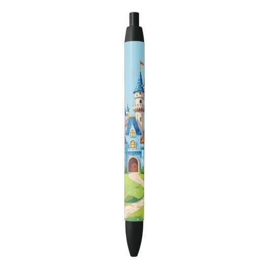 Stylo Noir Joli château bleu et blanc (devant Vertical)
