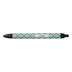 Stylo Noir Joli chien Carlin avec Papillon Personnaliser