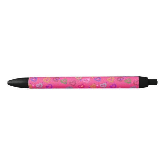 Stylo Noir Joli cœur coloré (Devant)
