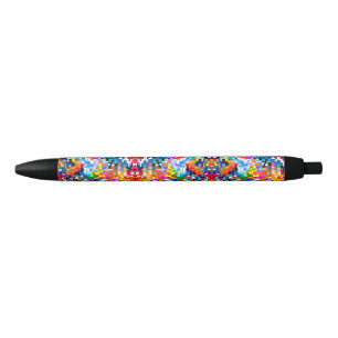 Stylo Noir Joli coloré carrés abstraits carnet portable
