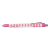 Stylo Noir Joli damier rose et blanc à pois avec des cœurs (Haut)