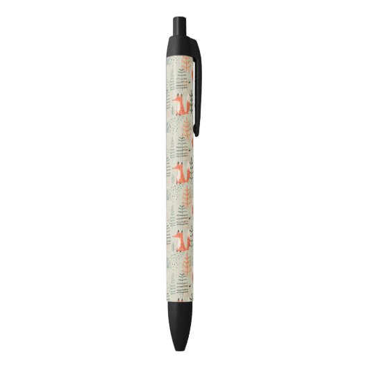 Stylo Noir Joli Doodle Fox Forest Motif de bois (Bas (Vertical))