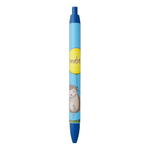 Stylo Noir Joli hérisson et motif de dessin animé de ballon