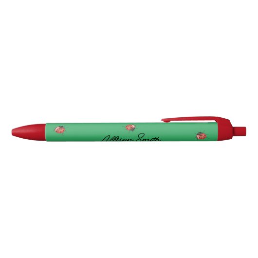 Stylo Noir Joli Ladybug vert (Haut)