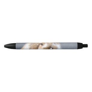 Stylo Noir Joli lapin blanc et brun flamand