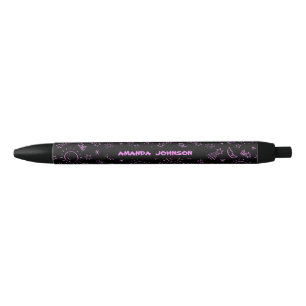 Stylo Noir Joli monogramme à motif de soleil, de lune et d'ét