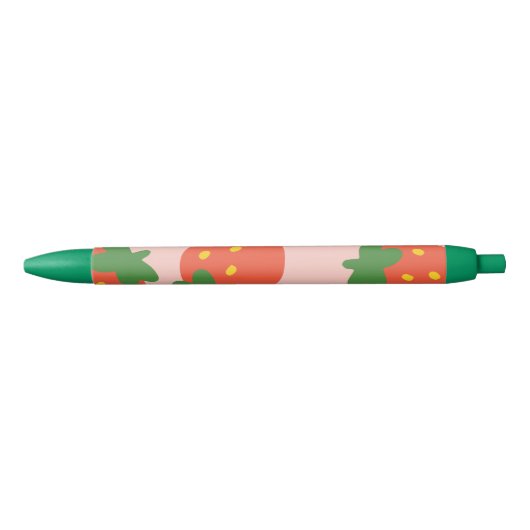 Stylo Noir Joli motif de fraise (Devant)