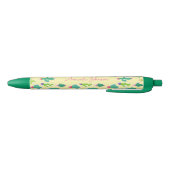 Stylo Noir Joli nom de script monogramme de cactus pastel (Bas)