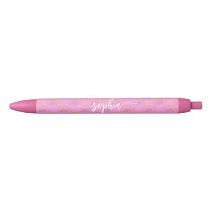 Stylo Noir Joli nom personnalisé pastel arc-en-ciel coloré