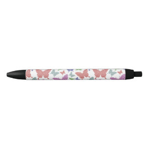 Stylo Noir Joli papillon pastel sur blanc