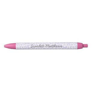 Stylo Noir Joli Pastel Empreinte de léopard Motif pourpre No