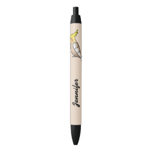 Stylo Noir Joli perroquet cartoon cannelle avec nom