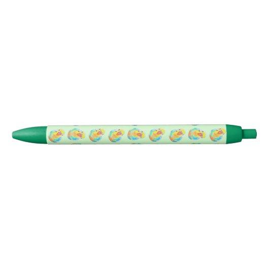 Stylo Noir Joli perruche perruqueuse motif vert (Devant)