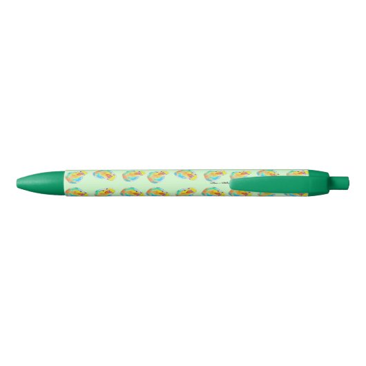Stylo Noir Joli perruche perruqueuse motif vert (Dos)