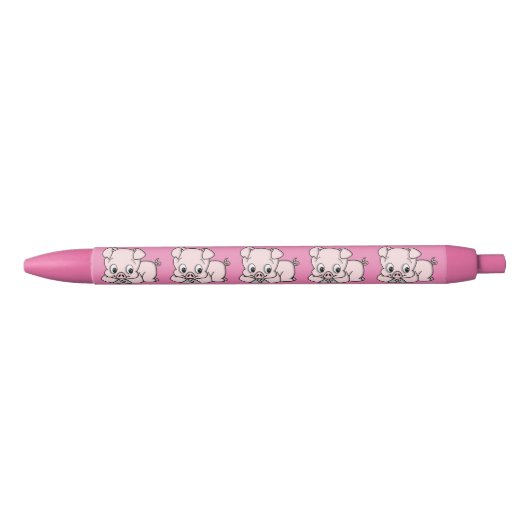 Stylo Noir Joli petit cochon (Devant)