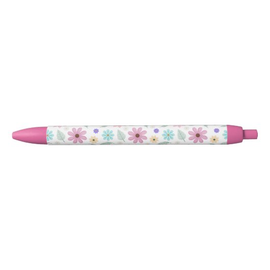 Stylo Noir Joli rose Fleurs Super Design rétro (Devant)