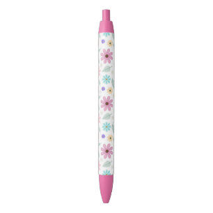 Stylo Noir Joli rose Fleurs Super Design rétro