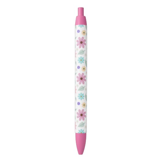 Stylo Noir Joli rose Fleurs Super Design rétro (devant Vertical)