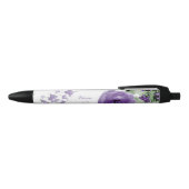 Stylo Noir Joli Roses d'aquarelle violet (Haut)