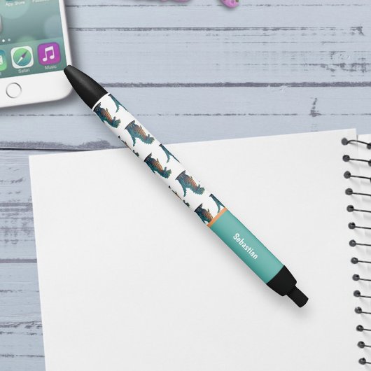 Stylo Noir Joli T-Rex Tyrannosaurus Rex Dinosaure Heureux