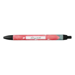 Stylo Noir Jolie fraise à l'aquarelle