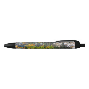 Stylo Noir Jolie Montagnes neigeuses avec Orange Jaune Rouge