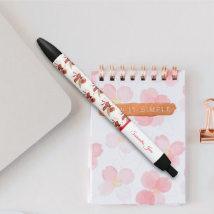Stylo Noir Jolie Petite Fée Rouge Volante Fantaisie Féminine