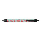 Stylo Noir Jolie tranche de pastèque et motif de graines (Dos)