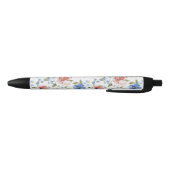 Stylo Noir Jolies Fleurs Bleues Rouges (Bas)