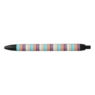 Stylo Noir Jolies rayures bleues marron