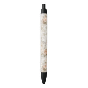 Stylo Noir Jolies Roses Romantiques Ivoire Blush Lettres d'Am