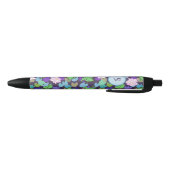 Stylo Noir Jolis grenouilles bleues et vertes monogramme init (Bas)