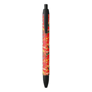 Stylo Noir Jolis motifs floraux japonais colorés