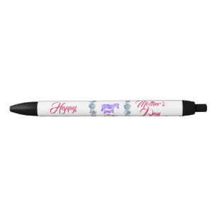 Stylo Noir Joyeuse fête des mères maman bébé Zèbre frontière