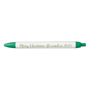 Stylo Noir Joyeux Noël Nom 2025 en vert