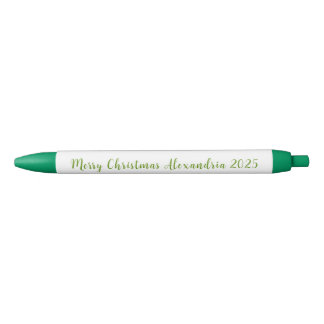 Stylo Noir Joyeux Noël Nom 2025 en vert