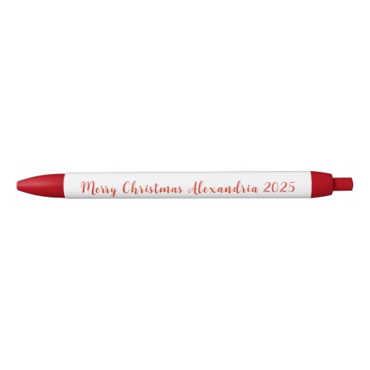 Stylo Noir Joyeux Noël Nom Rouge 2025 (Devant)