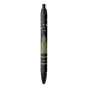 Stylo Noir Joyeux Pawlidays, Or brillant Paw sapin de Noël