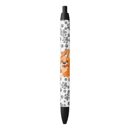 Stylo Noir Joyeux Pembroke Welsh Corgi (devant Vertical)