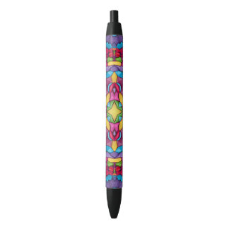 Stylo Noir Kaléidoscope pourpre vintage en verre souillé