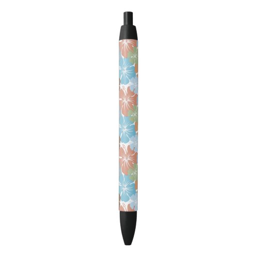 Stylo Noir Ketmie hawaïenne florale (devant Vertical)