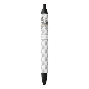 Stylo Noir Klee Kai d'Alaska gris et blanc Chien mignon & nom